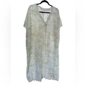 H and M Printed Mint Green Lightweight Kaftan Beach Coverup V Neck Size L